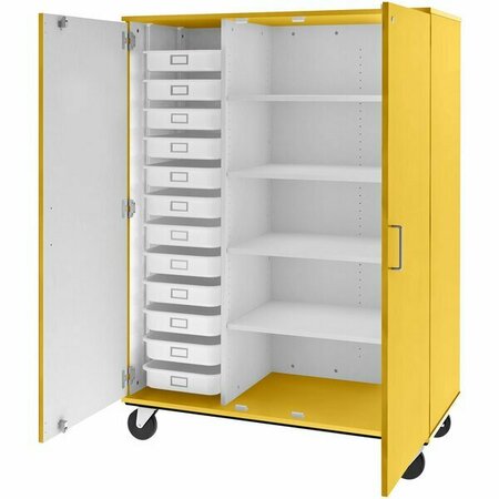 I.D. SYSTEMS 67'' Tall Yellow Storage Cabinet with 12 Trays and 4 Shelves. 538599F67042